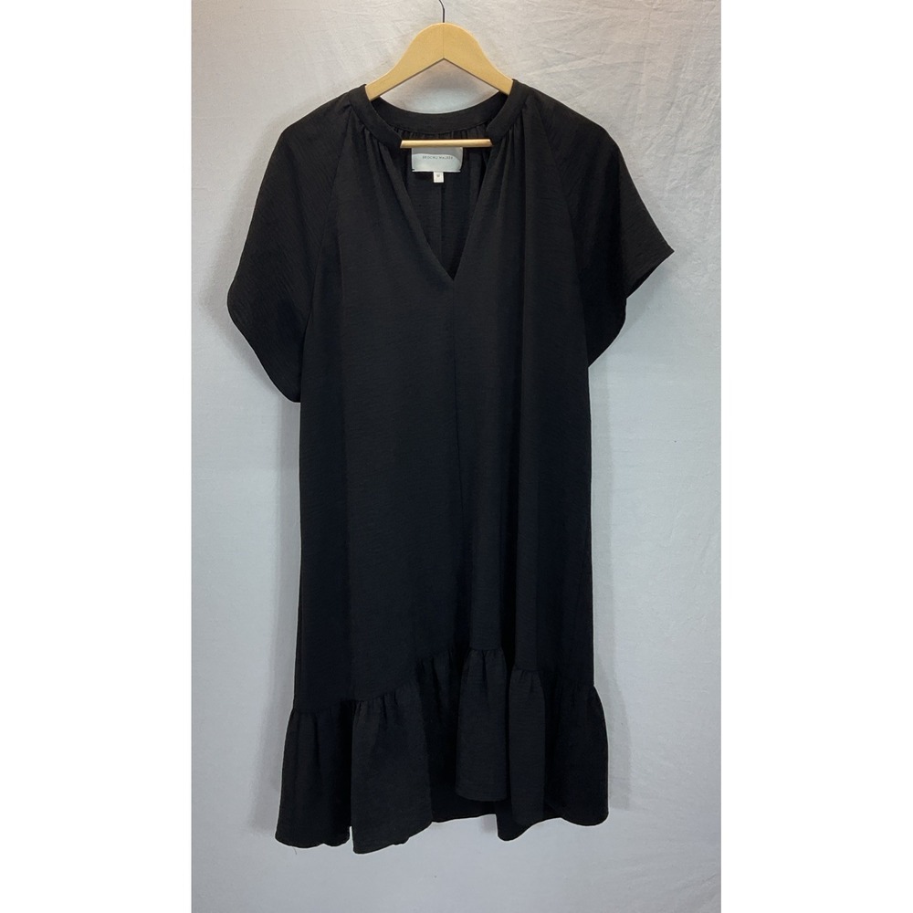 Brochu Walker Womens Dress Black The Seda Flutter Mini V Neck A Line Medium